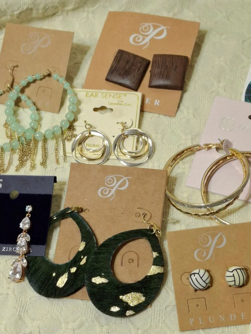 Lot of 18 Pairs New Earrings Still on Display Cards